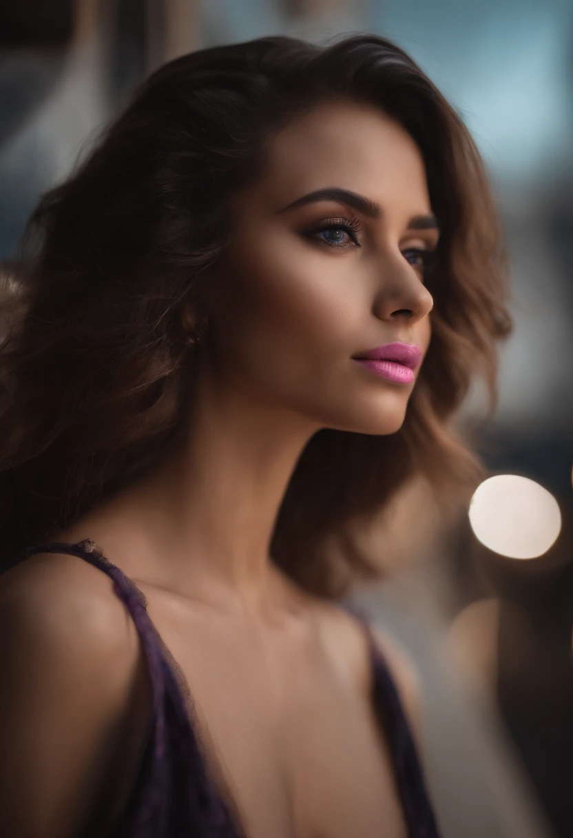 8k, top quality, masterpiece:1.2), (realistic, photo-realistic:1.37), top quality, masterpiece, beautiful young woman, pensive facial expression, thoughtful look, sexy dressed, messy mood, cinematic backdrop, tired, dark skin tone,pink lips,long straight hair