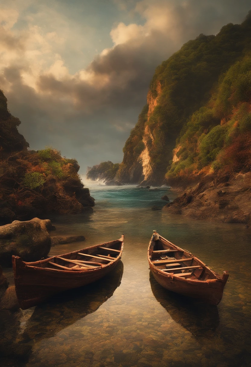 From an early age,Thomas fell in love with the sea and wood。Whenever he is free,He would run to the beach,Watch the huge waves lapping against the beach,Feel the power of nature。And whenever he is at home,He would learn carpenter in his father's workshop,Try making small wooden boats and furniture。 Absurd, high resolution,Realist landscape, Invisible light, ethereal glowing, Vivid colors, Phantom effect