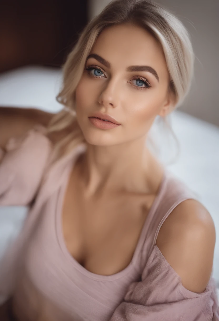 woman with matching tank top and panties, Sexy girl with blue eyes, portrait sophie mudd, portrait corinna kopf, blonde hair and large eyes, Selfie einer jungen Frau, Augen im Schlafzimmer, Violet Myers, ohne Make-up, Natural makeup, Blick direkt in die Kamera, Gesicht mit Artgram, dezentes Make-up, Stunning full body shot, im Schlafzimmer, Spaltung, in club