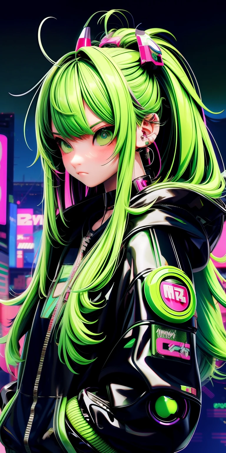 anime girl with green hair, straight face, mall background, long messy green hair, cyberpunk anime girl in hoodie, cyberpunk anime girl, anime style 4 k, anime cyberpunk art, best anime 4k konachan wallpaper, digital cyberpunk anime art, female cyberpunk anime girl, digital cyberpunk - anime art, cyberpunk anime art, anime cyberpunk, cyberpunk streetwear, cyberpunk art style