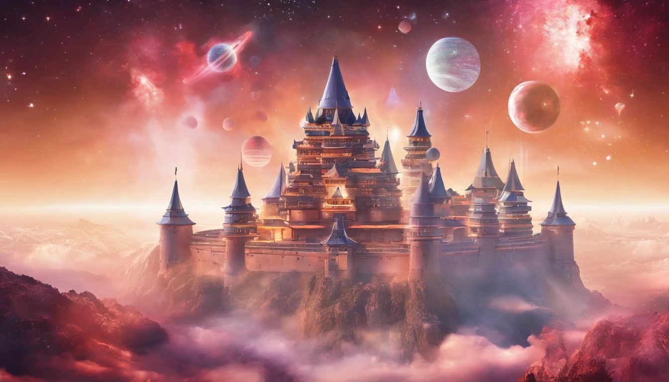 Castle on the Move、Japan castle on the move、Japanese castle、Japan castle on top of a cloud-shaped mobile fortress、Japan castle moving through the desert、