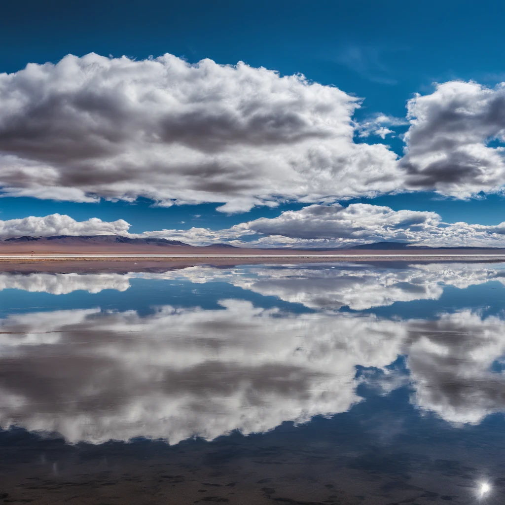 Large body of water with clouds in the sky, At Salar de Uyuni, Amazing reflections of the sky, Incredible reflections, beautiful reflection, stunning photo, epic and stunning, Crossing the Blue Horizon