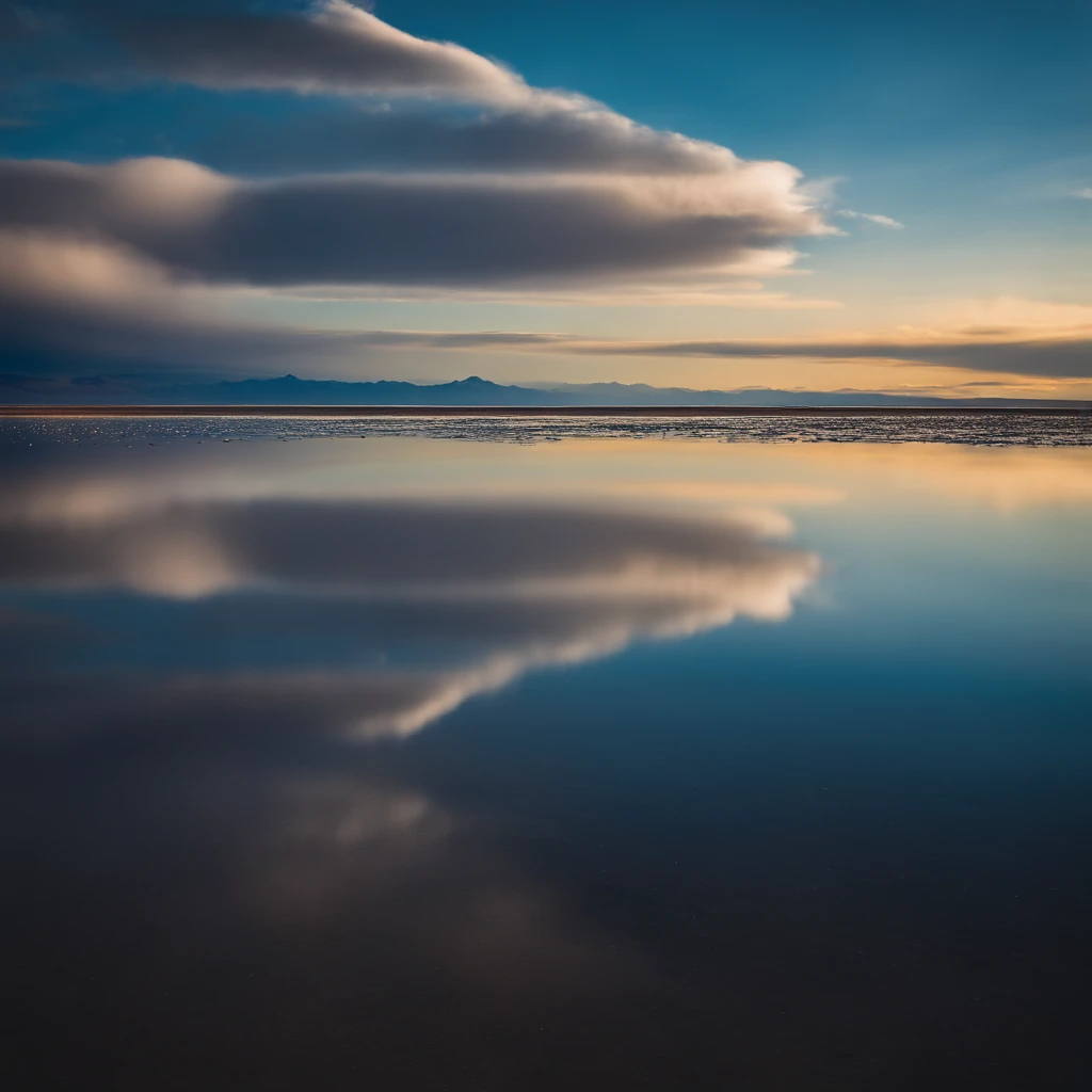 Large body of water with clouds in the sky, At Salar de Uyuni, Amazing reflections of the sky, Incredible reflections, beautiful reflection, stunning photo, epic and stunning, Crossing the Blue Horizon