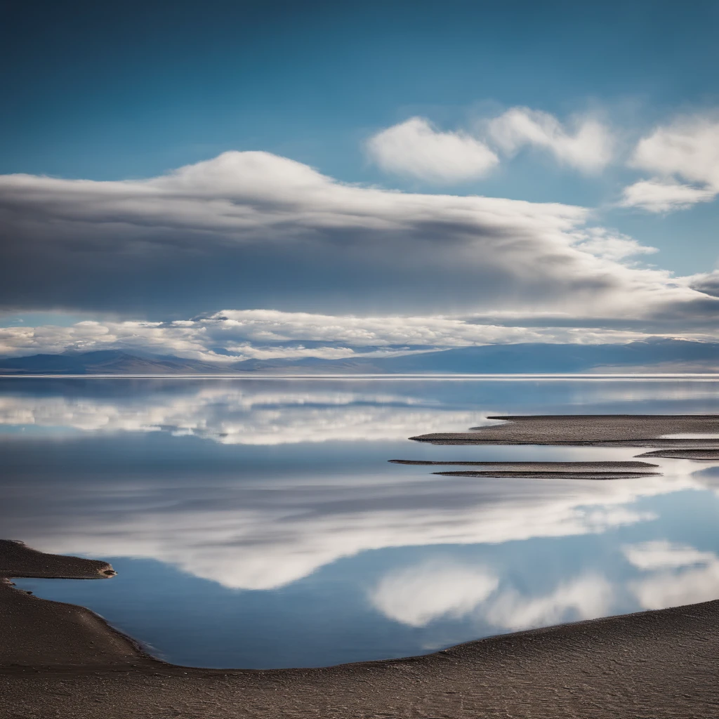 Large body of water with clouds in the sky, At Salar de Uyuni, Amazing reflections of the sky, Incredible reflections, beautiful reflection, stunning photo, epic and stunning, Crossing the Blue Horizon