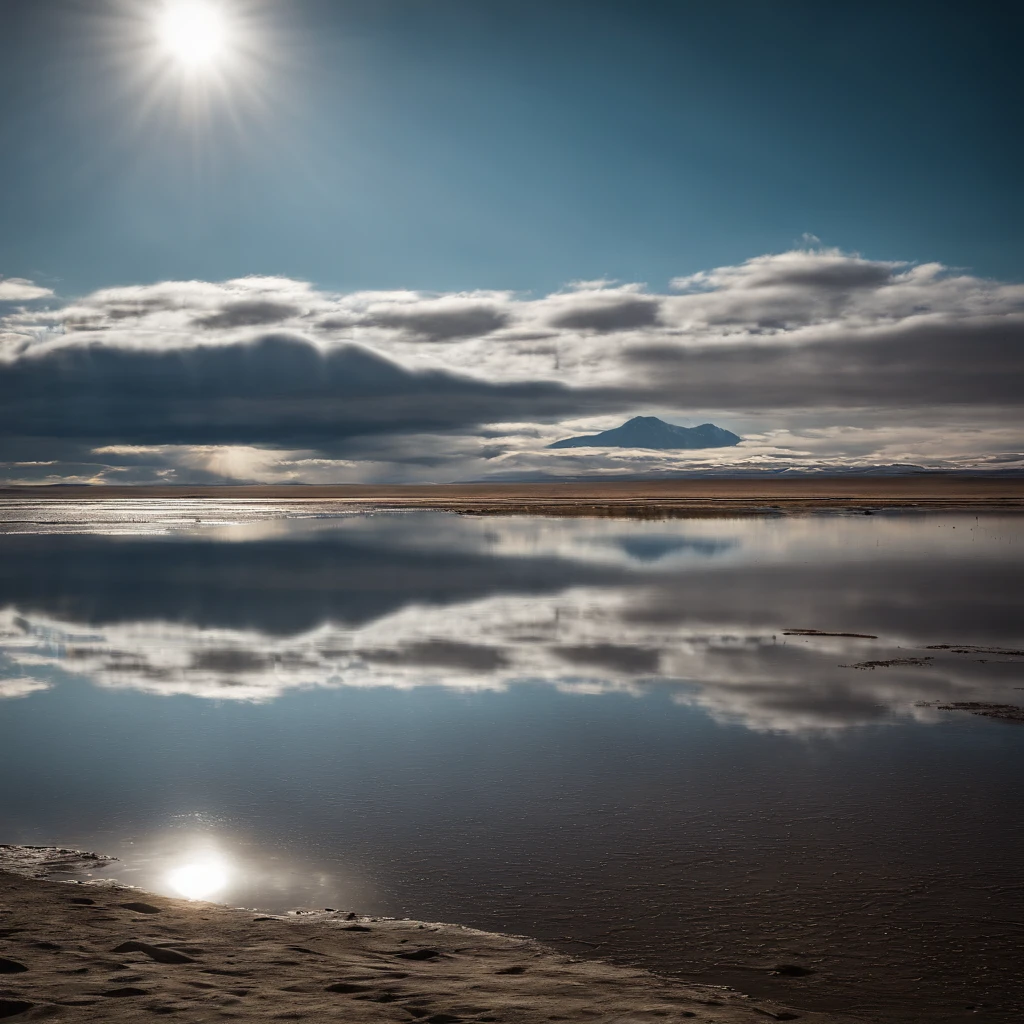 Large body of water with clouds in the sky, At Salar de Uyuni, Amazing reflections of the sky, Incredible reflections, beautiful reflection, stunning photo, epic and stunning, Crossing the Blue Horizon
