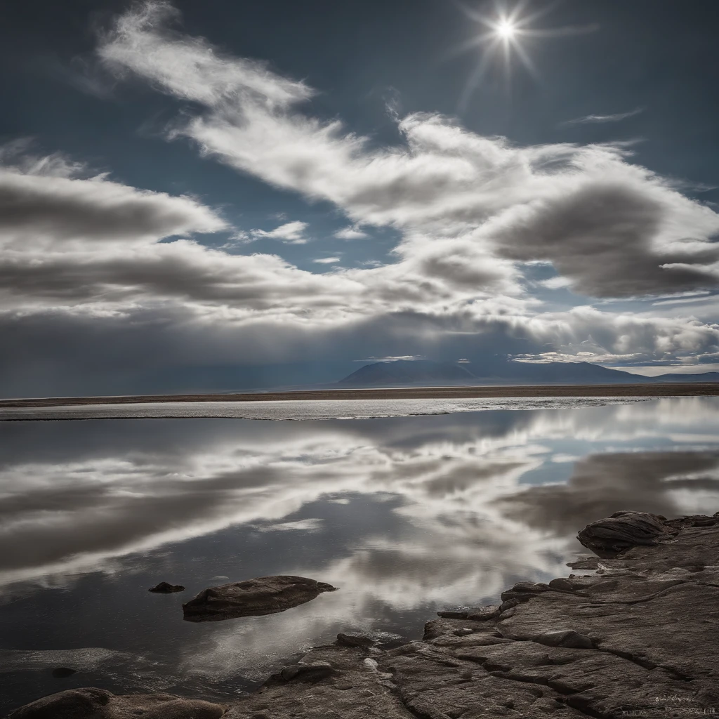 Large body of water with clouds in the sky, At Salar de Uyuni, Amazing reflections of the sky, Incredible reflections, beautiful reflection, stunning photo, epic and stunning, Crossing the Blue Horizon