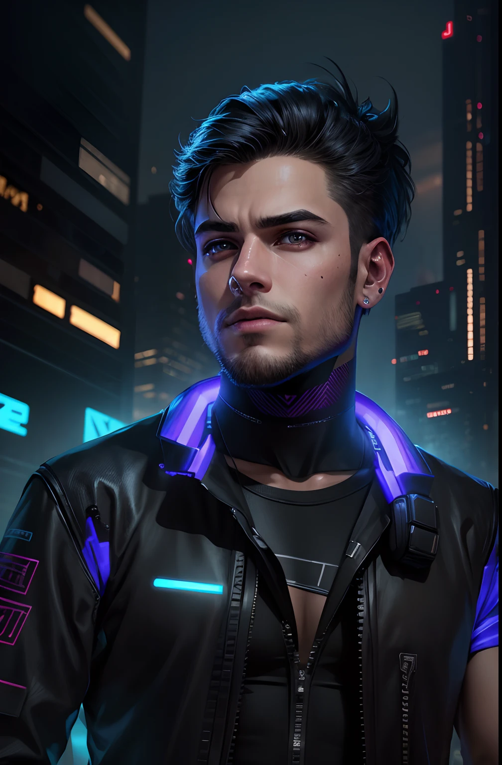 Change the background , cyberpunk, handsome boy, realistic images, ultra realistic