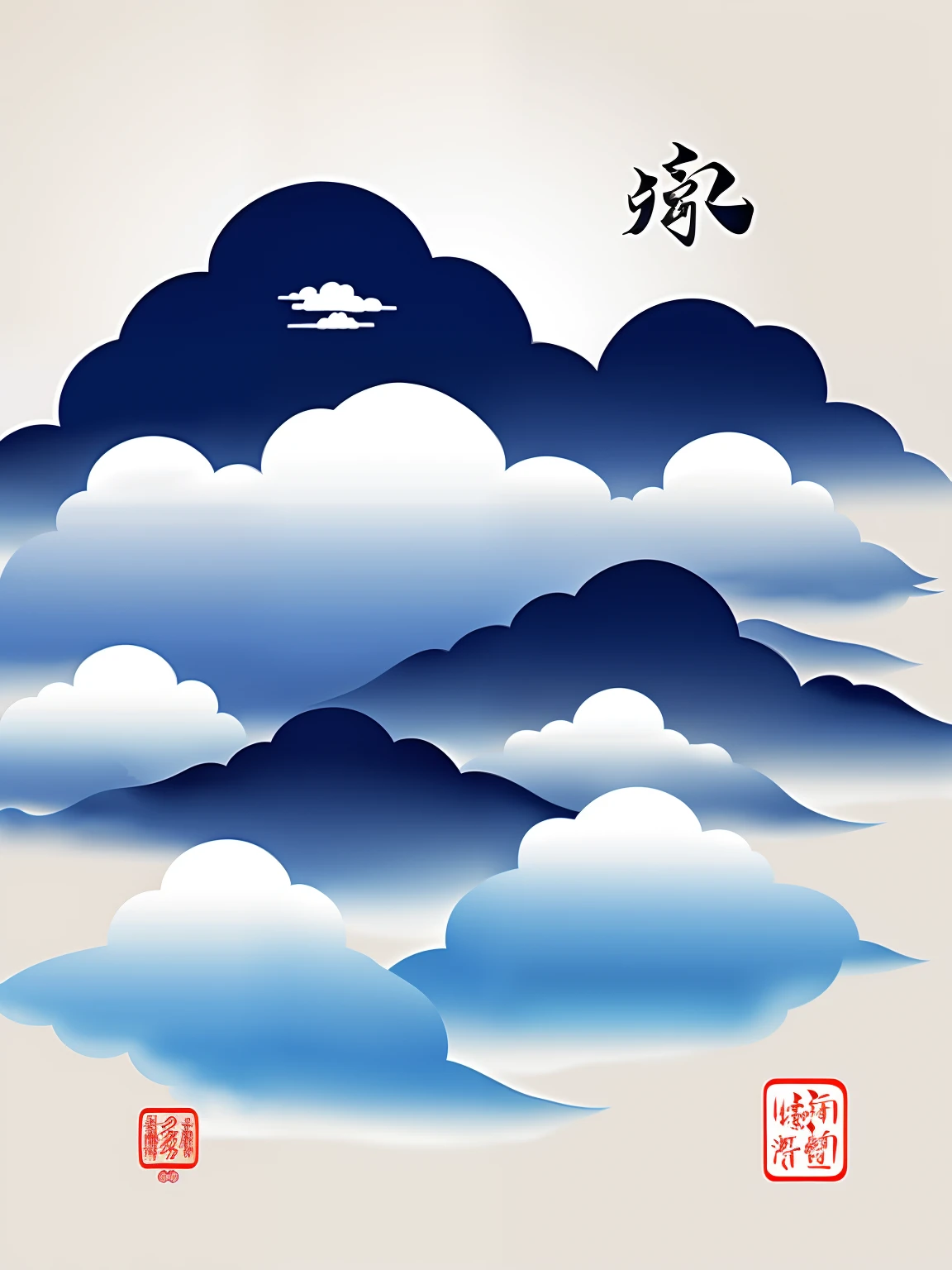 Traditional Chinese auspicious cloud material,classical,water ink,White background