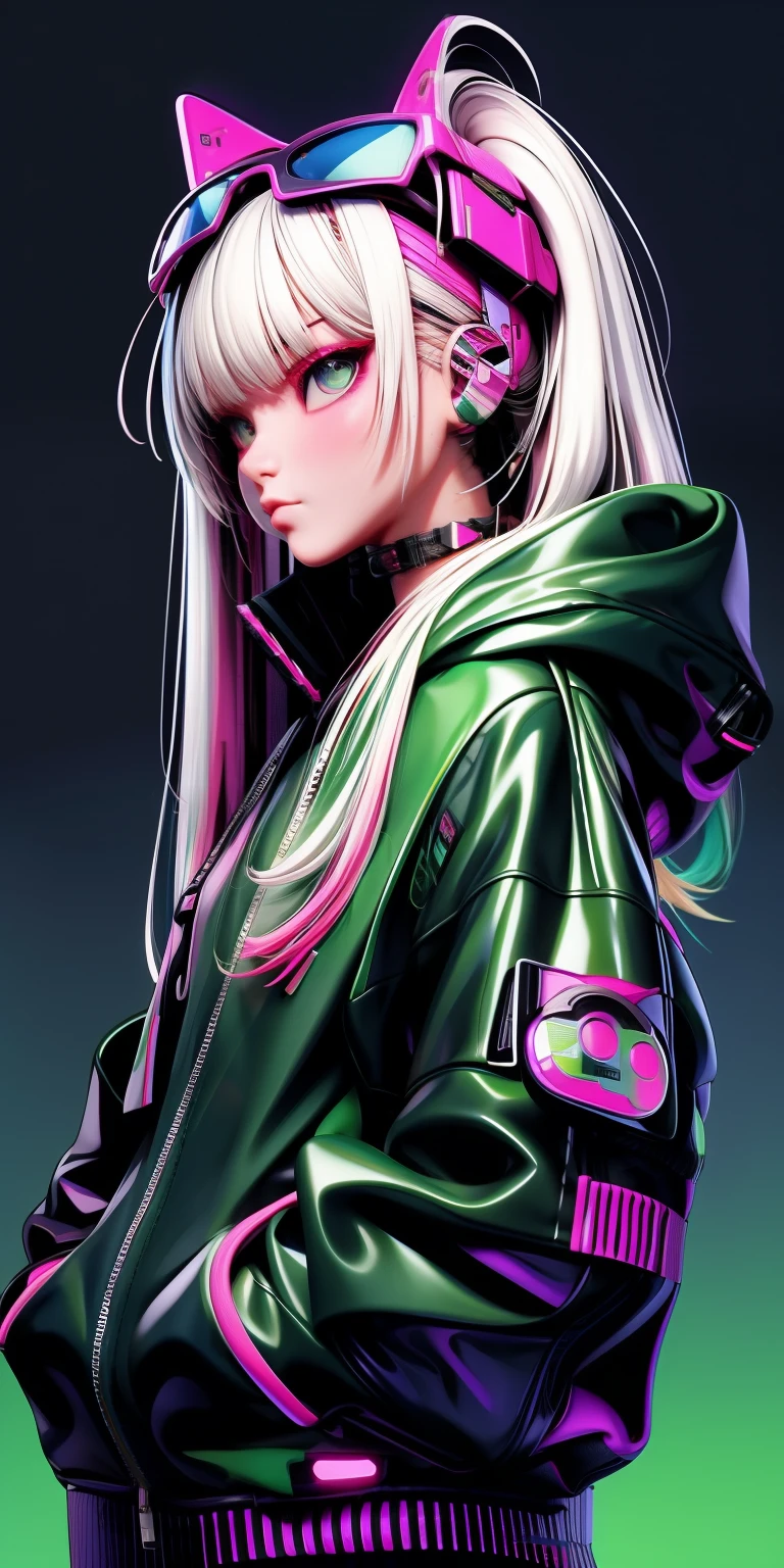 anime girl with white hair, straight face, straight body, poser, sunglasses, mall background, long messy green hair, cyberpunk anime girl in hoodie, cyberpunk anime girl, anime style 4 k, anime cyberpunk art, best anime 4k konachan wallpaper, digital cyberpunk anime art, female cyberpunk anime girl, digital cyberpunk - anime art, cyberpunk anime art, anime cyberpunk, cyberpunk streetwear, cyberpunk art style