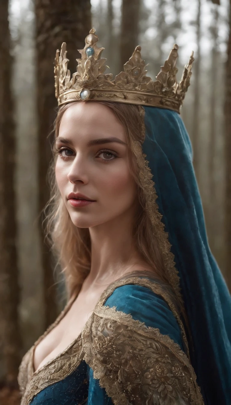 Sexy Woman in sexy lingerie with an ice tiara on her head and a navy blue winter cloak with golden details, broche de floco de neve. longos cabelos pretos. rainha do inverno, princesa elfa, retrato de uma rainha elfa, rainha elfa, princesa inverno, uma rainha elfa, artgerm em artstation pixiv, bela e elegante rainha elfa, corpo inteiro. Standing in the snow in front of a large icy castle. Personagem de RPG. Era medieval. Mulher elfa. Elfa de cabelos ruivos. Olhos azuis. Elfa da floresta. Elfa Guerreira da floresta. Elfa arqueira. Arqueira medieval. Arco e Flecha. Organic Amadura. Armadura verde musgo. soft ilumination. Standing in the middle of the forest. Floresta densa. Cogumelos bioluminescentes. fantastical setting. Luz do dia. Luz solar. realces de cores quentes. Paleta verde azul e amarelo. RPG Character design. modelo ig | artgerm, :: rossdraws, obra de arte no estilo de guweiz, extremamente detalhada artgerm. corpo inteiro, fundo detalhado de um castelo, hiper detalhado, rosto detalhado, por lee jeffries, Nikon d850, filme fotografia de estoque ,4 kodak portra 400, F1 camera lens.6, cores ricas, hiper realista, textura realista, lighting dramatic, cinestill 800 (8k, Foto RAW, melhor qualidade, obra-prima: 1.2), ultra-detalhado, (pele altamente detalhada: 1.2), 8k UHD, DSLR, soft ilumination, alta qualidade.modelo ig | artgerm, :: rossdraws, obra de arte no estilo de guweiz, extremamente detalhada artgerm. corpo inteiro, fundo detalhado de um castelo, hiper detalhado, rosto detalhado, por lee jeffries, Nikon d850, filme fotografia de estoque ,4 kodak portra 400, F1 camera lens.6, cores ricas, hiper realista, textura realista, lighting dramatic, cinestill 800