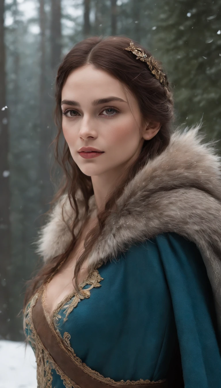Sexy Woman in sexy lingerie with an ice tiara on her head and a navy blue winter cloak with golden details, broche de floco de neve. longos cabelos pretos. rainha do inverno, princesa elfa, retrato de uma rainha elfa, rainha elfa, princesa inverno, uma rainha elfa, artgerm em artstation pixiv, bela e elegante rainha elfa, corpo inteiro. Standing in the snow in front of a large icy castle. Personagem de RPG. Era medieval. Mulher elfa. Elfa de cabelos ruivos. Olhos azuis. Elfa da floresta. Elfa Guerreira da floresta. Elfa arqueira. Arqueira medieval. Arco e Flecha. Organic Amadura. Armadura verde musgo. soft ilumination. Standing in the middle of the forest. Floresta densa. Cogumelos bioluminescentes. fantastical setting. Luz do dia. Luz solar. realces de cores quentes. Paleta verde azul e amarelo. RPG Character design. modelo ig | artgerm, :: rossdraws, obra de arte no estilo de guweiz, extremamente detalhada artgerm. corpo inteiro, fundo detalhado de um castelo, hiper detalhado, rosto detalhado, por lee jeffries, Nikon d850, filme fotografia de estoque ,4 kodak portra 400, F1 camera lens.6, cores ricas, hiper realista, textura realista, lighting dramatic, cinestill 800 (8k, Foto RAW, melhor qualidade, obra-prima: 1.2), ultra-detalhado, (pele altamente detalhada: 1.2), 8k UHD, DSLR, soft ilumination, alta qualidade.modelo ig | artgerm, :: rossdraws, obra de arte no estilo de guweiz, extremamente detalhada artgerm. corpo inteiro, fundo detalhado de um castelo, hiper detalhado, rosto detalhado, por lee jeffries, Nikon d850, filme fotografia de estoque ,4 kodak portra 400, F1 camera lens.6, cores ricas, hiper realista, textura realista, lighting dramatic, cinestill 800