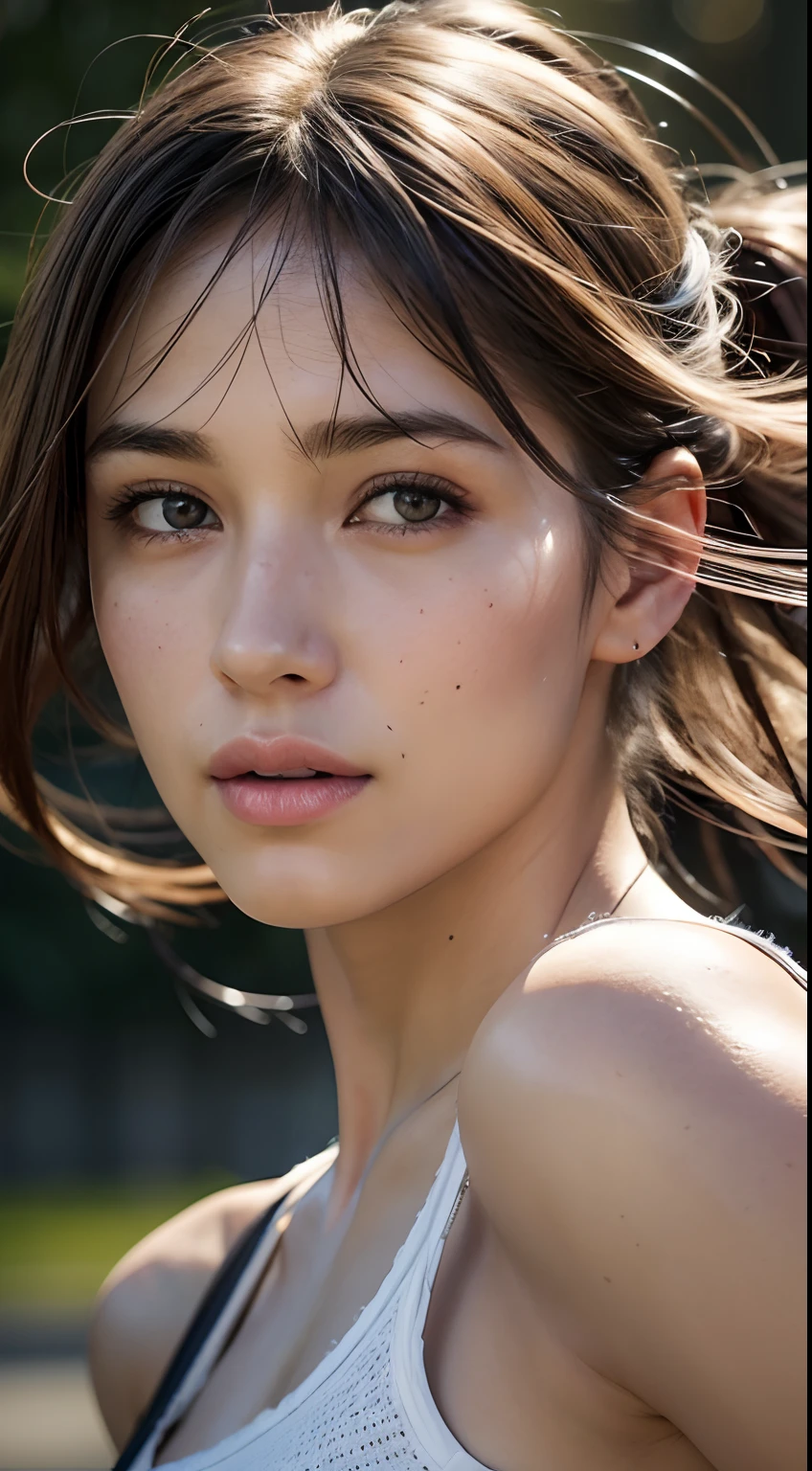 Lying in bed, sleeping with spread legs, mix4, (8K, RAW photo, top quality, masterpiece: 1.2), (realistic, photorealistic: 1.37), 1 girl, cute, professional lighting, photon mapping, radiosity, physically based rendering, gradient brunette hair, short curly, handsome, girly, white ball set, excellent image quality, High resolution, 1080p, (clear face), (detailed facial description), (detailed hand description), (masterpiece), (exquisite CG), extreme light and shadow, disheveled hair, masterpiece, rich detail, (exquisite facial features), (best image quality), (masterpiece), (eye for details), looking forward to the eyes, delicate collarbone
