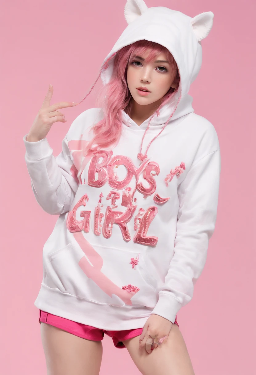 (Best Quality), (Photorealistic:1.36), (Realistic), Ultra-detailed,
(Boys like girls, It's not a girl, Not tasty:1.8), Solo, transgender, Stereotypes, and boys and daughters, 鎖骨, pale pink hair, Medium Hair,
((Naked in wolf hooded sweatshirt, Shorts:1.4), (Pretty red embroidery)), Cheerful, Large pumpkin ornaments, Whole body. Front lighting, Warm colorful pop pattern background, Halloween, hyper realstic, richly colored,