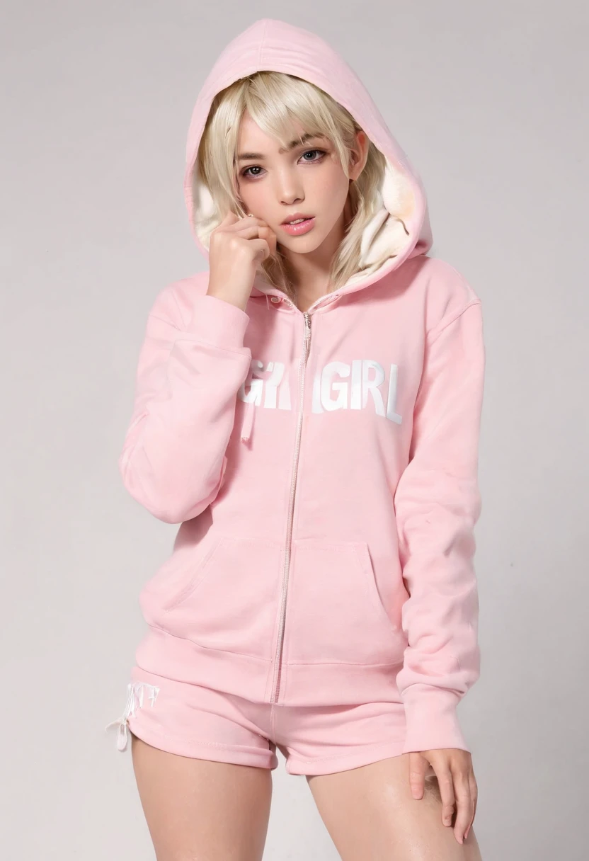 (Best Quality), (Photorealistic:1.36), (Realistic), Ultra-detailed,
(Boys like girls, It's not a girl, Not tasty:1.8), Solo, transgender, Stereotypes, and boys and daughters, 鎖骨, pale pink hair, Medium Hair,
((Naked in wolf hooded sweatshirt, Shorts:1.4), (Pretty red embroidery)), Cheerful, Large pumpkin ornaments, Whole body. Front lighting, Warm colorful pop pattern background, Halloween, hyper realstic, richly colored,