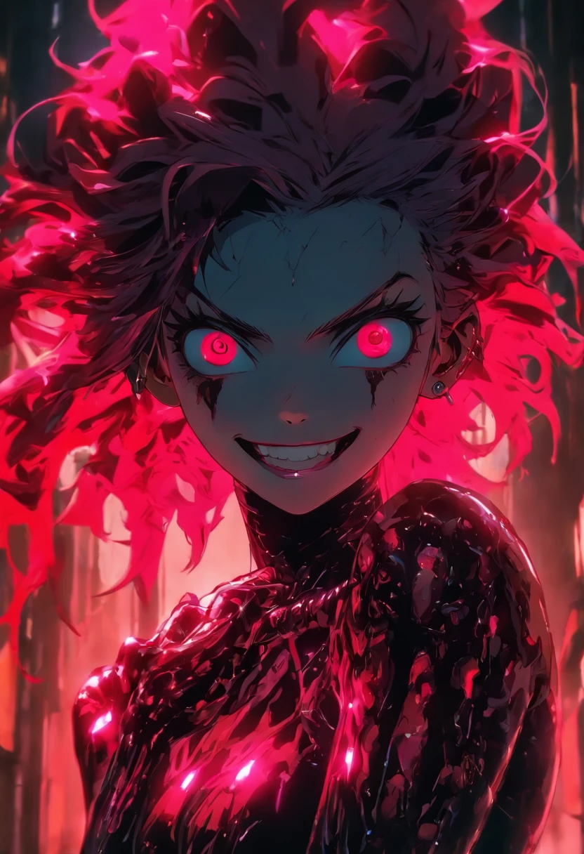 ((12k)) , ((body horror style)) , ((more red)) , (in full growth) , ((chrome)) , ((an eight-year-old little girl in chrome armor made of ribs with an open navel and a slit in the chest area with a skirt on an X-ray of the body)) , (a lot of dark red smudges all over the body) , ((best quality)), ((masterpiece)) , ((illustration)),HUD, unreal engine 5, insanely detailed, panoramic, beautiful anime princess , beautiful smile, pink eyes , pink hair , (torn revealing red bikini) , pop cut hairstyle , ultra detailed eyes , phantasy , magical sense , ultra perfect detailed face, stand up, full body , ultra perfect anatomy of the body , ultra perfect anatomy of the face, approaching perfection , ultra perfect anatomy of hands , dynamic, all body portraits, blood room