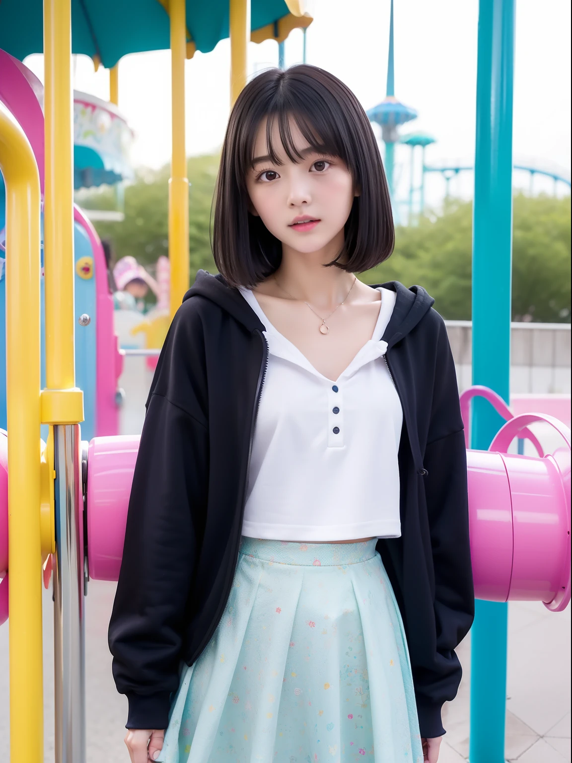 年轻,(Skirts in bright colors),Mokomoko's hoodie,s girl,Delicate body,petite body,Delicate body,small tits,tiny chest,Short,A dark-haired,Very Longhair,a shower,An amusement park