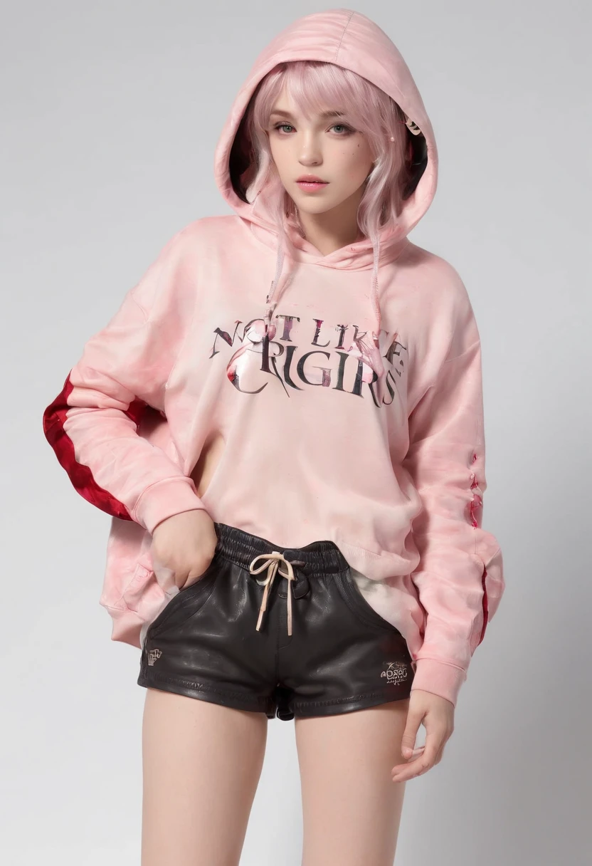 (Best Quality), (Photorealistic:1.36), (Realistic), Ultra-detailed, (Boys like girls, It's not a girl, Not tasty:1.8), Solo, transgender, Stereotypes, and boys and daughters, 鎖骨, pale pink hair, Medium Hair, ((Naked in wolf hooded, Shorts:1.4), open front, (Pretty red embroidery)), Cheerful, Large pumpkin ornaments, Whole body. Front lighting, Warm colorful pop pattern background, Halloween, hyper realstic, richly colored,