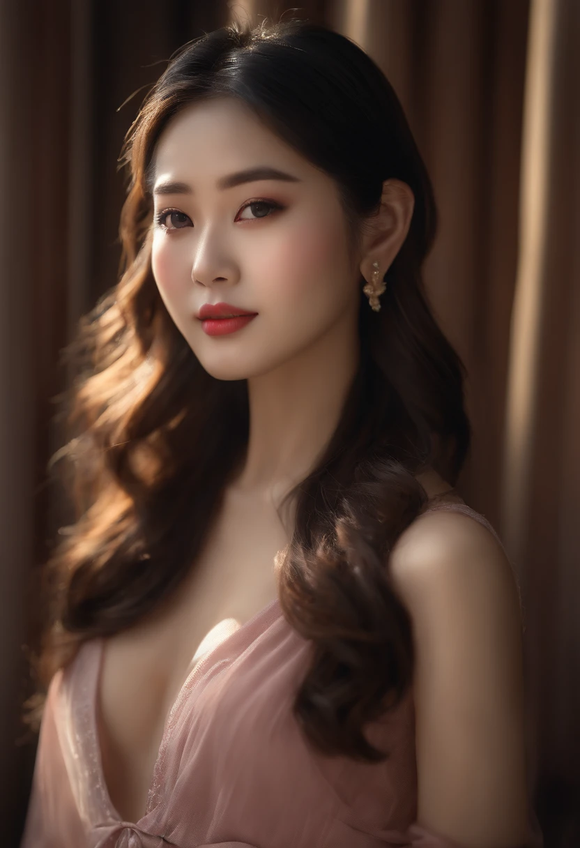 (best quality,4k,8k,highres,masterpiece:1.2),ultra-detailed,(realistic,photorealistic,photo-realistic:1.37),portrait,beautiful Asian girl,long hair,expressive eyes,plump lips,(bare shoulders:1.1),(pronounced collarbone:1.1),Asian model,Japanese style,Korean girl,trendy outfit,open-chest clothing,sophisticated makeup,pink blush,neutral background,soft lighting,vibrant colors,feminine,confident pose,city center