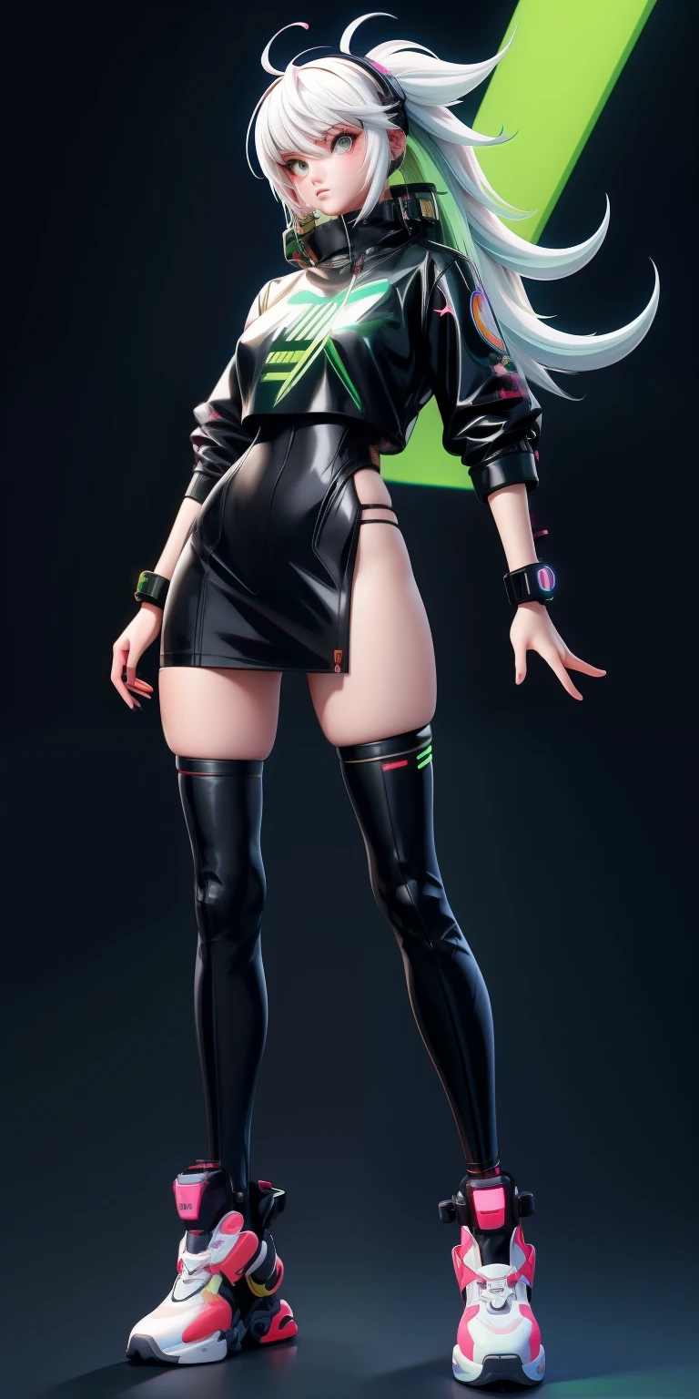 anime girl with white hair, straight face, straight body, poser, headphone, mall background, long messy curly white green hair, cyberpunk anime girl, black oversized tshirt, cyberpunk anime girl, anime style 4 k, anime cyberpunk art, best anime 4k konachan wallpaper, digital cyberpunk anime art, female cyberpunk anime girl, digital cyberpunk - anime art, cyberpunk anime art, anime cyberpunk, cyberpunk streetwear, cyberpunk art style