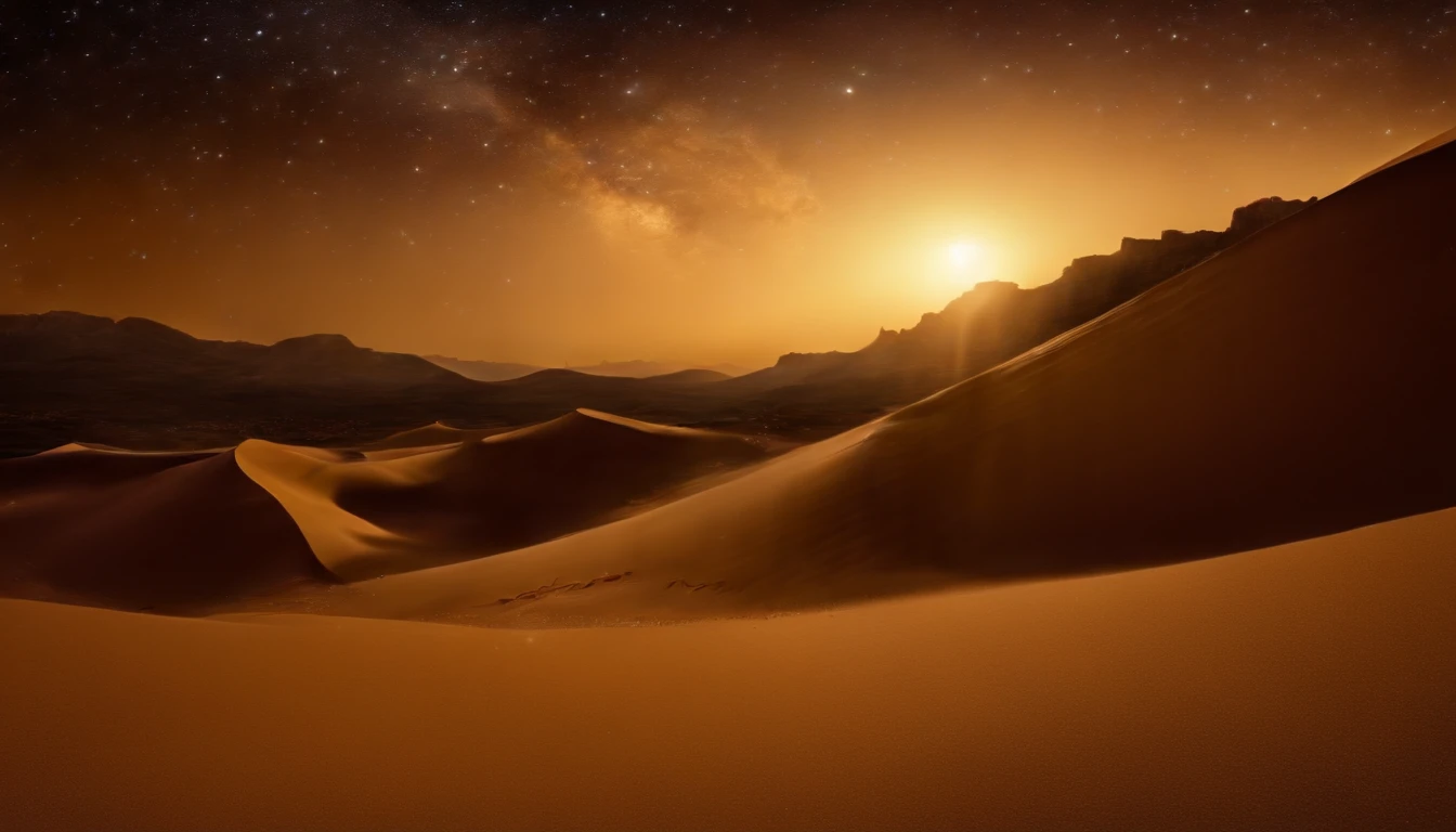 Master parts、Superior quality、Superior image quality、8K quality、、Beautiful picture of the starry sky、magnifica、arching milkyway:1.9、(A desert:1.9)