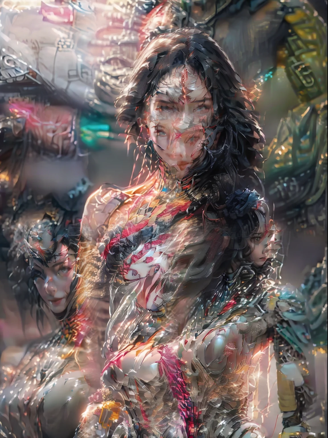 ((ultra hd, realistic, 8k)) a beautiful indian bengali girl, long black hair, 5.2 feet, pubic hair,, without clothes, big boobs, pink lipstic, transparent white saree,smile face, blur village background