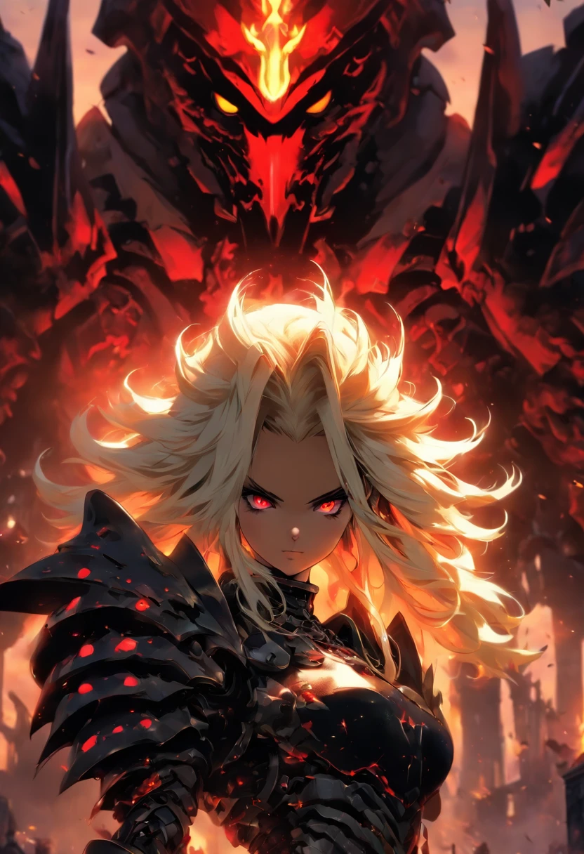 (queen power armor little girl) , (gothic style), full body view , bellybutton, The most beautiful and sexy demon goddess, long white hair, glowing red eyes, wearing detailed black gothic battle armor, black angel wings, tattoos and piercings, gothic castle, perfect masterpiece, high quality, high resolution, dragon's dogma