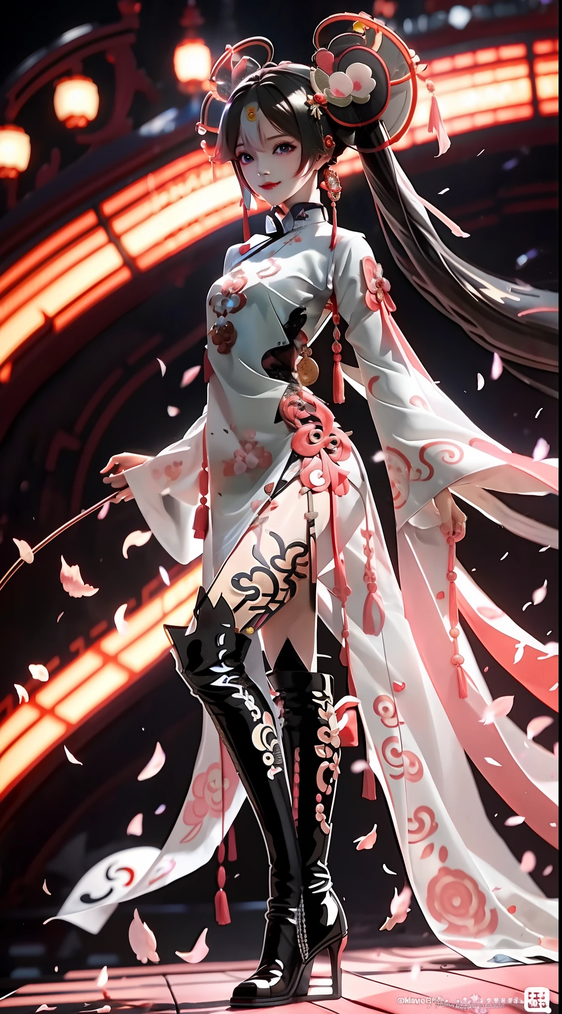 Close-up of a woman in a dress and boots on stage, Perfect looks,Onmyoji detailed art, onmyoji, onmyoji portrait, Anime figur, Anime figure, author:Hosomura Kane, full-body xianxia, by Yang J, Anime goddess, Blade and soul, nezuko, cgsociety - w 1 0 2 4 - n 8 - i