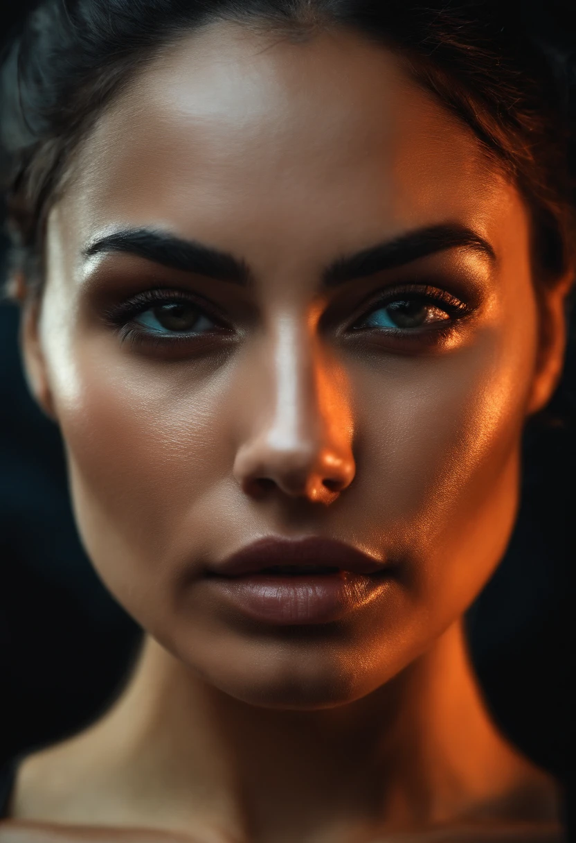 Woman training Sweat on the face A pained expression on his face