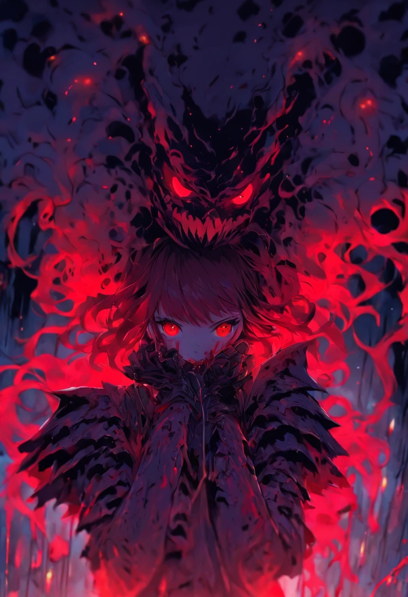 ((horror girl)), (blood big armor,