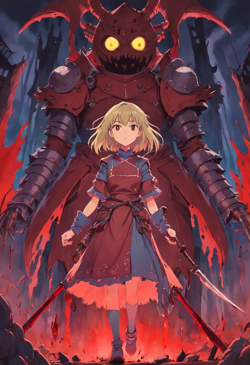 ((horror girl)), (blood big armor,