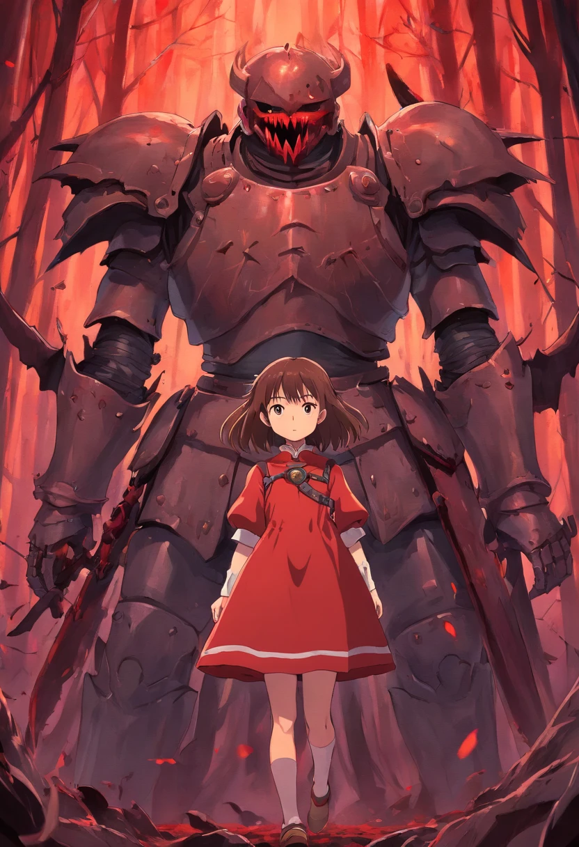 ((horror girl)), (blood big armor,