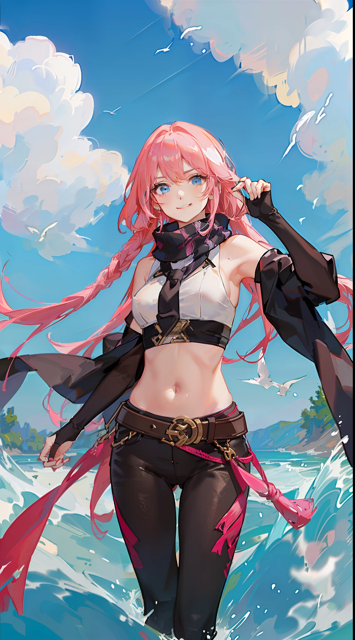 yellow eyes, pink hair, ahoge, Without clothing, соски Without clothing