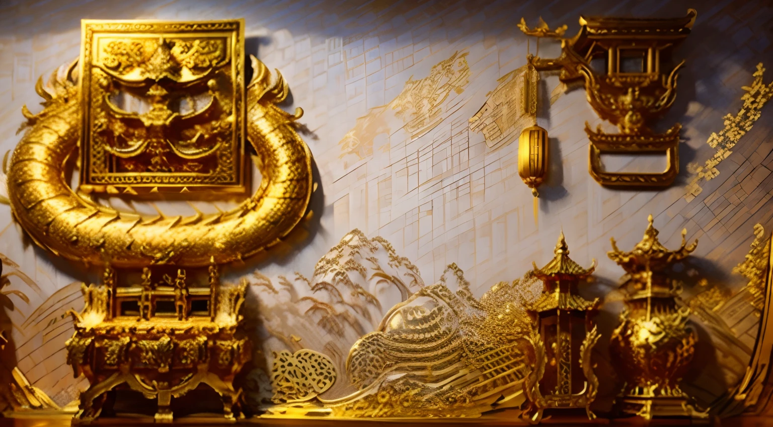 (((gold))),(((loong pattern))),Dragon,gold,Intricately carved wood grain background,best photograpy,History of Chinese cultural relics,best detail,sharp detailed,HighestQuali,Perfect quality,