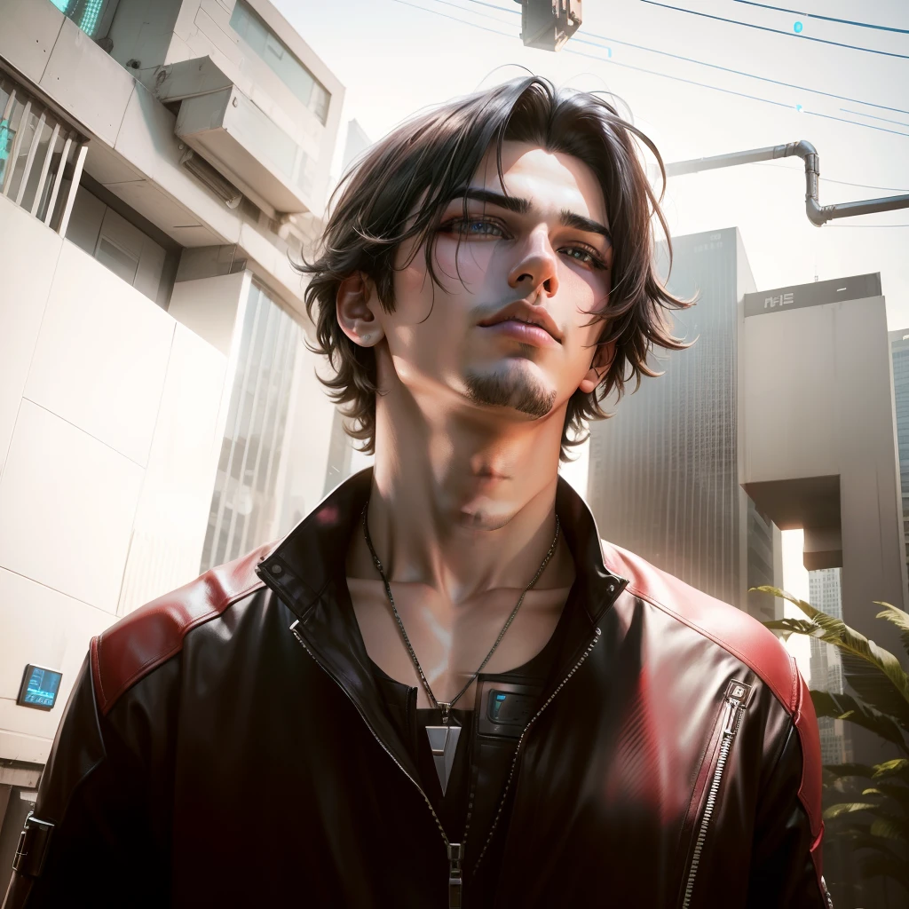 Change background cyberpunk handsome boy reallstick ,face