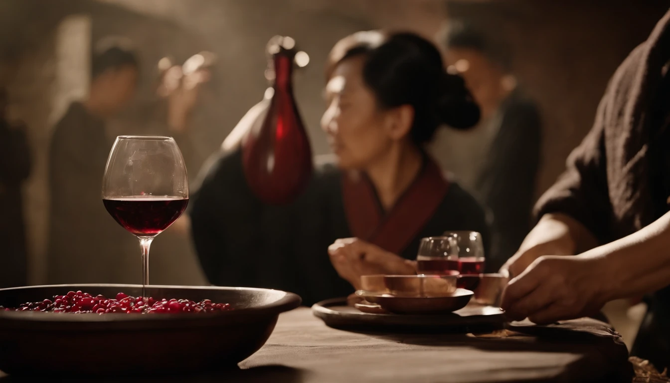 Traditional Chinese wine-making techniques，Irrigation altar。Several people make wine together，China smells strong