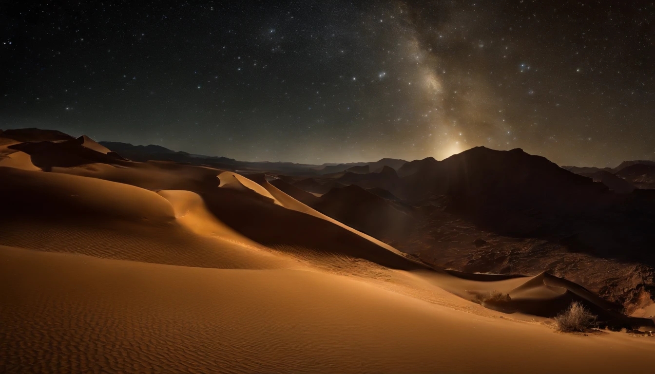 Master parts、Superior quality、Superior image quality、8K quality、、Beautiful picture of the starry sky、magnifica、arching milkyway:1.9、(A desert:1.9)
