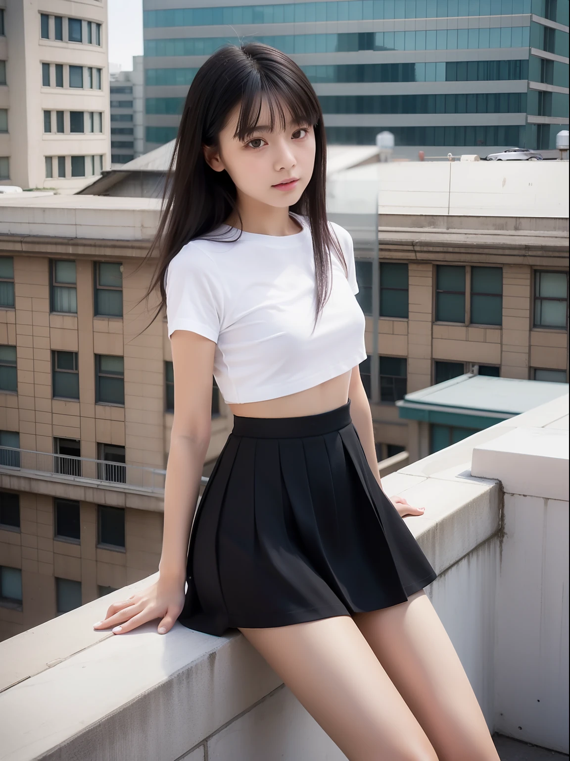 masterpiece, best quality, hyperrealistic, cinematic photo, 16 year old woman, pale skin, japanese amazing slim body, blouse, black pleated skirt, white panties, short black hair, large legs, perfect hands, beautiful face, perfect face, youthful, grinning, (blured background), modern style, from behind, from below, (low-angle shoot), underskirt shot, standing, skirt lift,low_angle_human, (view viewer), looking at viewer, (8k, epic composition, photorealistic, sharp focus), sophisticated background, house background, DSLR, foil grain, backlight