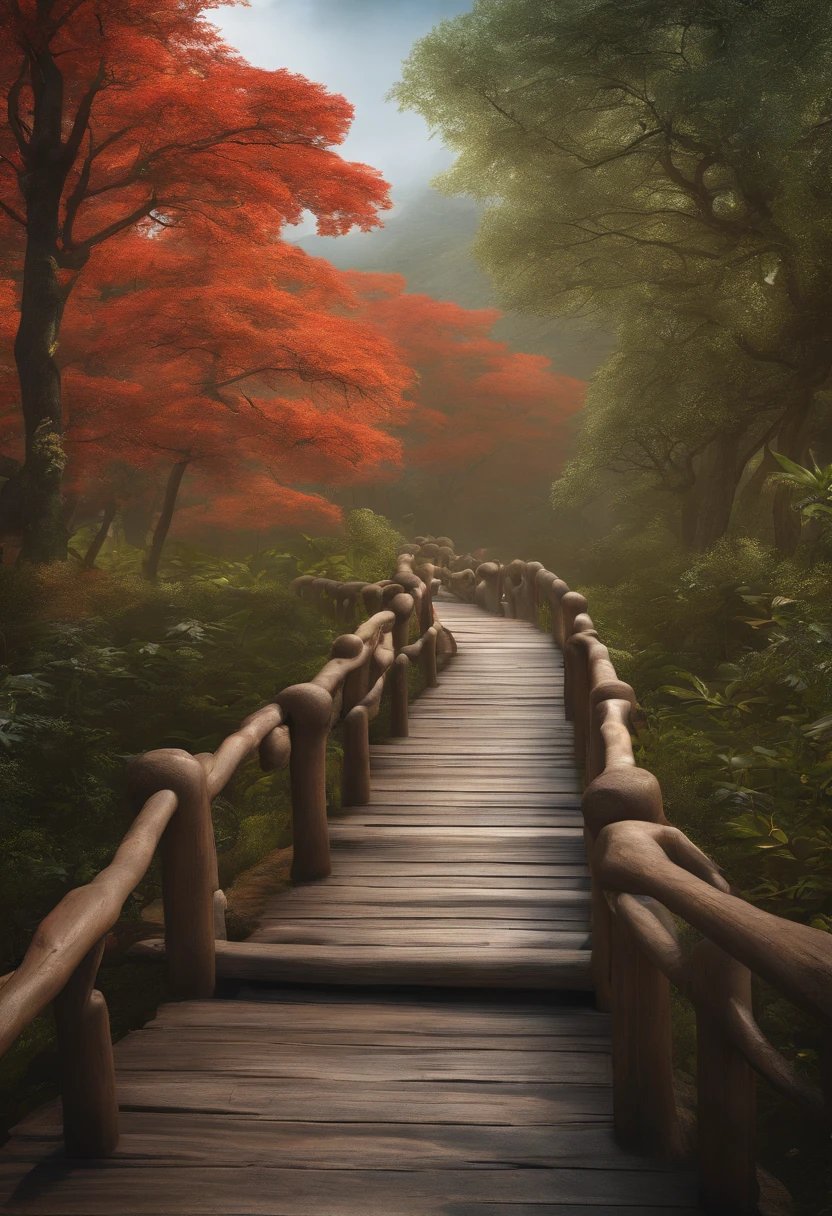 extremely detailed CG unity 8k wallpaper, Realstic, main par Guido Daniele, Porter un kimono_Clothes, Pont en bois, Sakuramon, couronne,Kimono garni de dentelle, Route en briques de pierre, Wet road, Sabots, Two toe socks