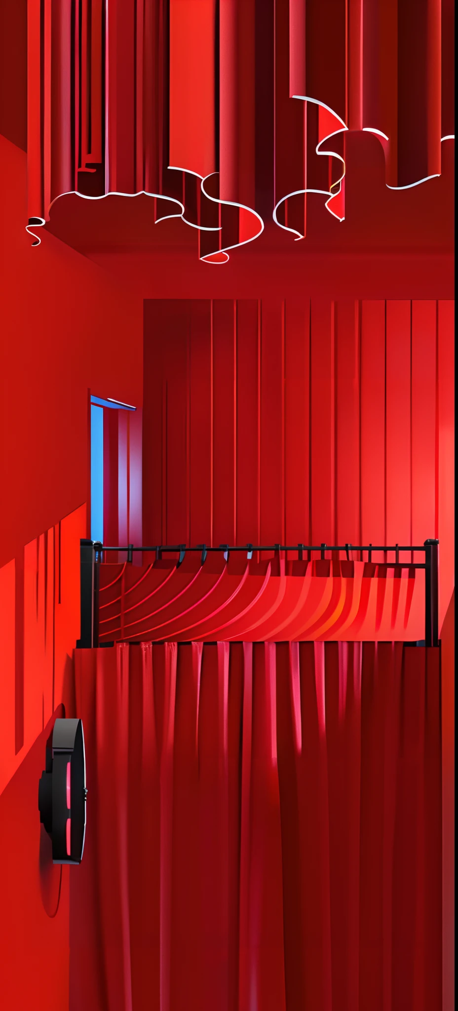 There is a red wall,There is a red light inside, in red background, scarlet background, deep red background, Red background, voluminetric lighting. Red, Realistic red background, red wallpaper design, vibrant red background, Dark red background, red wallpaper background, simple red background, Red curtain, Red curtains, On a red background, smooth vector lines