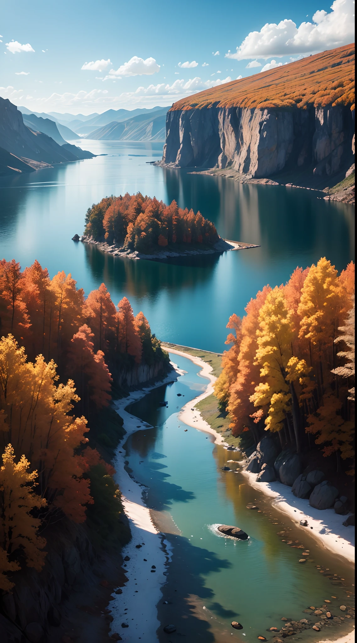 Water and sky,autumnal,8K,The realm of the sky