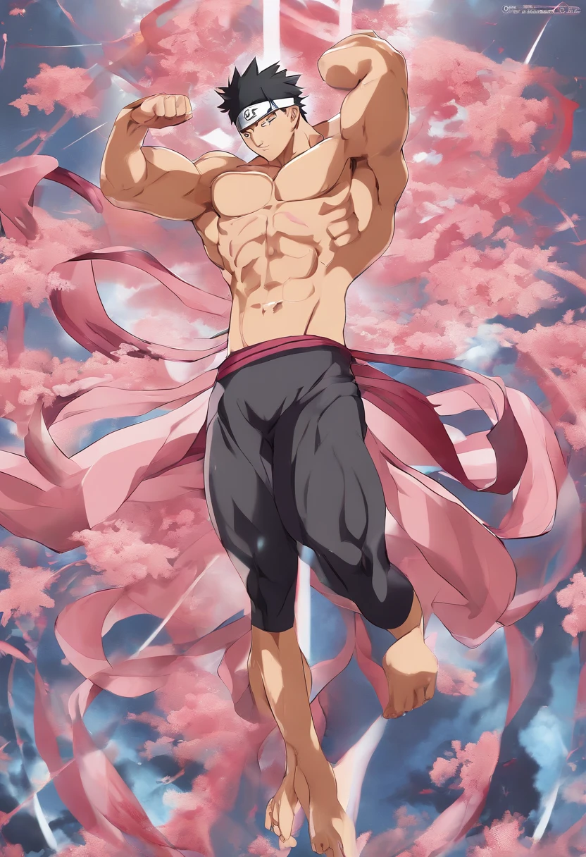 (Full body) boy was shy and blushed (photo subject: Close-up of muscular thigh muscles ) (photo angle from bottom up)(Drawings of Naruto anime) (photo angle from the ground upwards) [Anime photo][highest quality photo][4k,HD photo quality ] wear tight and short loincloths soaking wet,the loincloth bulges due to the erect male genitals (muscular thigh muscles, firm thigh muscles, muscular thigh muscles, sinewy thigh muscles, giant thigh muscles, strong leg muscles, muscular hamstring leg muscles) ,Uzumaki Naruto fun, happy ,delighted, bodybuilder,bodybuilding, standing, red skin, pink skin, tanned skin,reddish brown skin, lots of sweat flowing down, topless, shirtless, hot sunny, (do not wear banners,do not wear headbands) hands behind head