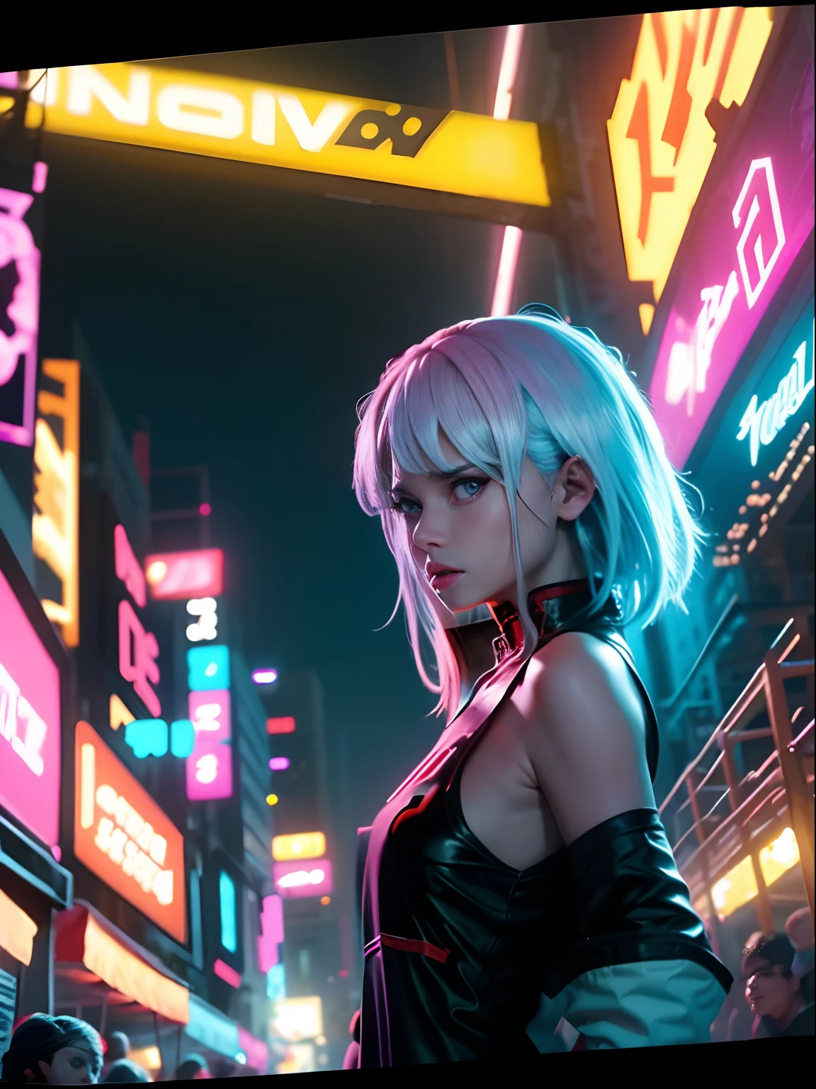 Psychedelic style, Anime character "Bladerunner", Lucy, Metaverse, Detail,