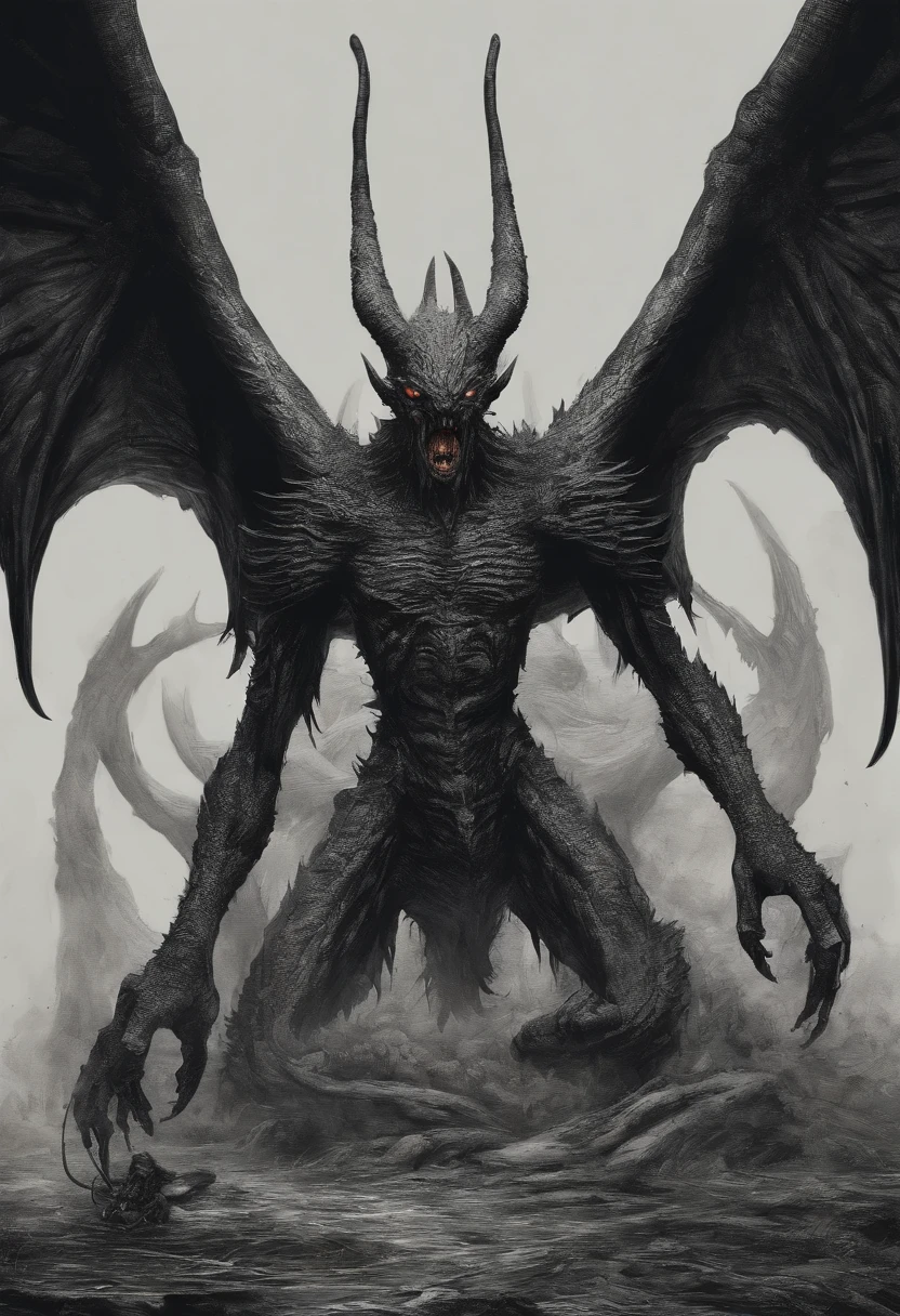 Dans l'image réelle, le démon Mephistopheles a des ailes et des griffes longues.