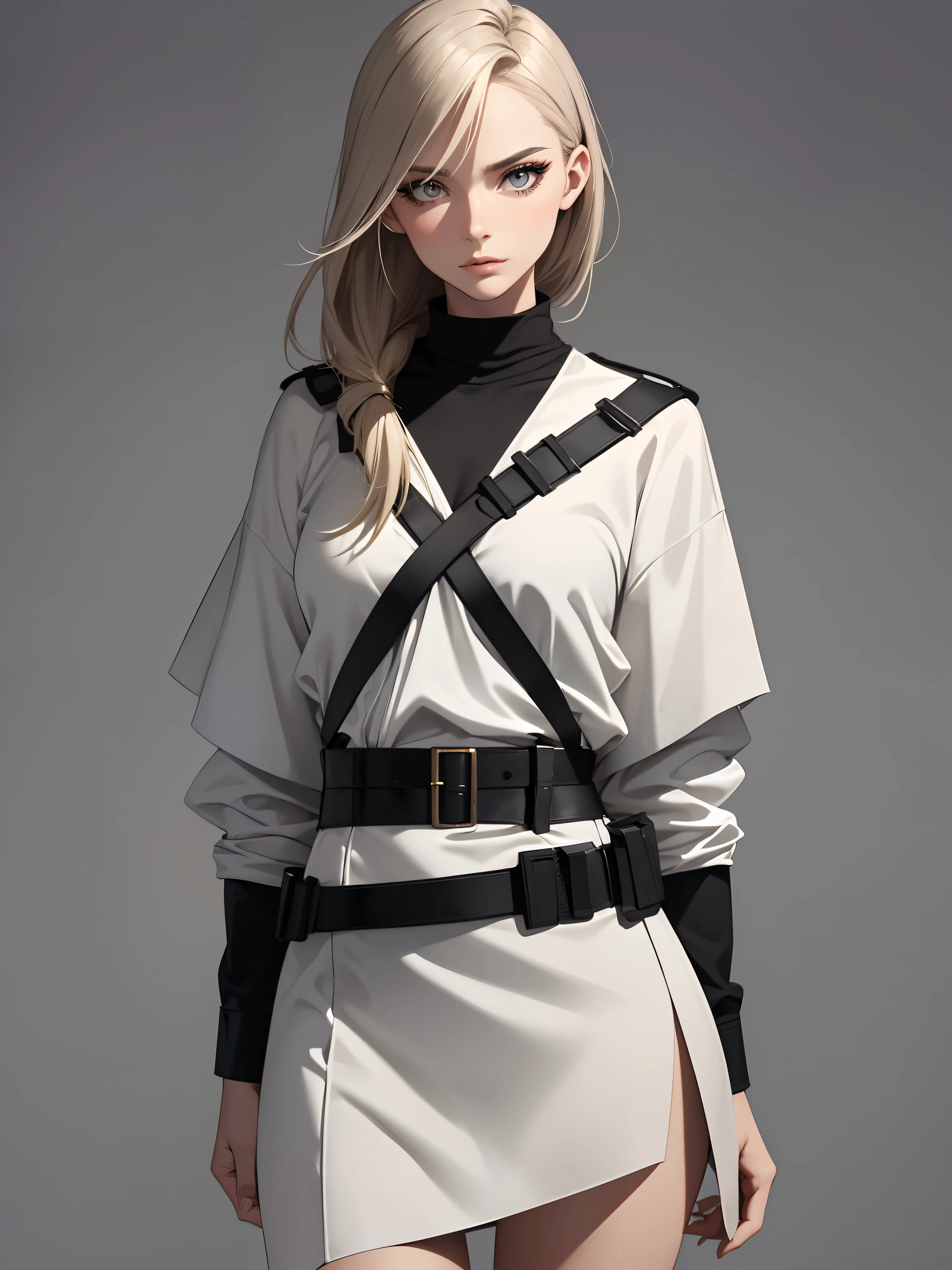 Sitted Army Female officer wearing army camouflaged uniform , makeup, mascara, Lips are overdued, colored, Minimalism, monotone, simple color palettes, Clean, sharp designs, flowing silhouettes, high-waisted belt, asymmetrical, geometric, Elegant and luxurious materials and designs, Simple, minimal accessories, Distinctive designs, simple silhouettes, chic and mature impression, simple and sophisticated style, elegance, minimalism, high quality materials, cool and urban impression, high fashion, , simplicity and sophistication, complex background. High angle