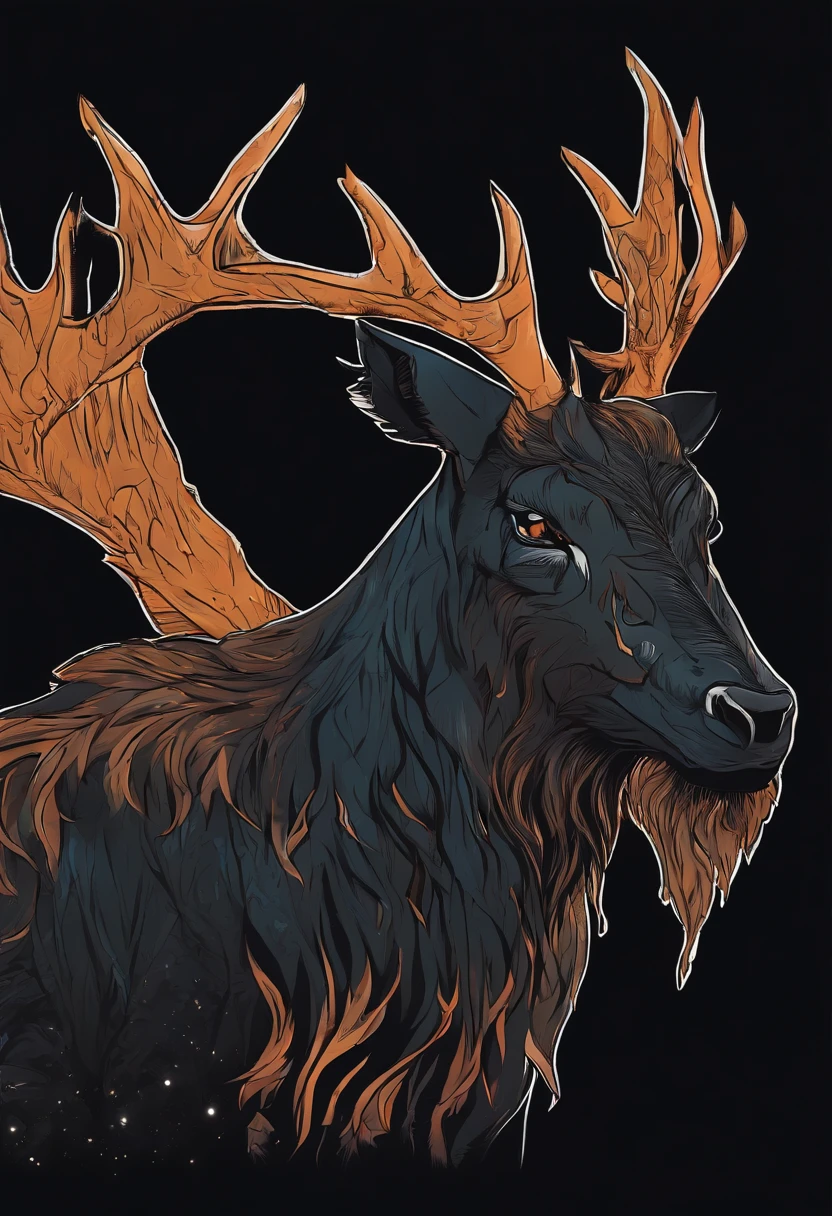 /imagine prompt: Hunter illustration with black background sticker, Bold outline style, Jagged edges, Trash core, Light Shadow --V 5.2