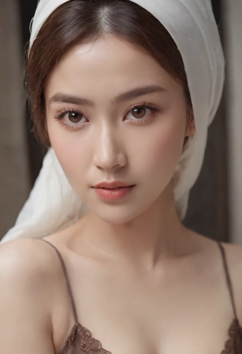 (best quality,4k,highres,masterpiece:1.2),South Korean, hijab ,without clothes,small detailed breasts,nipple bumps,detailed genitals,detailed pussy