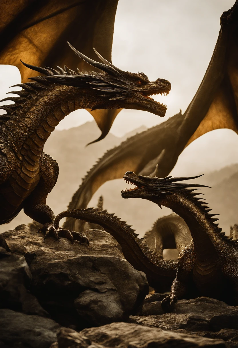 Three-headed Ghidorah，Three heads，massive wings，exquisite detailing，