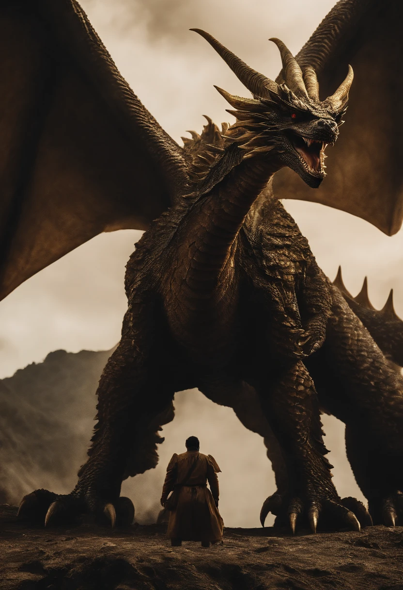 Three-headed Ghidorah,Three heads,massive wings,exquisite detailing,