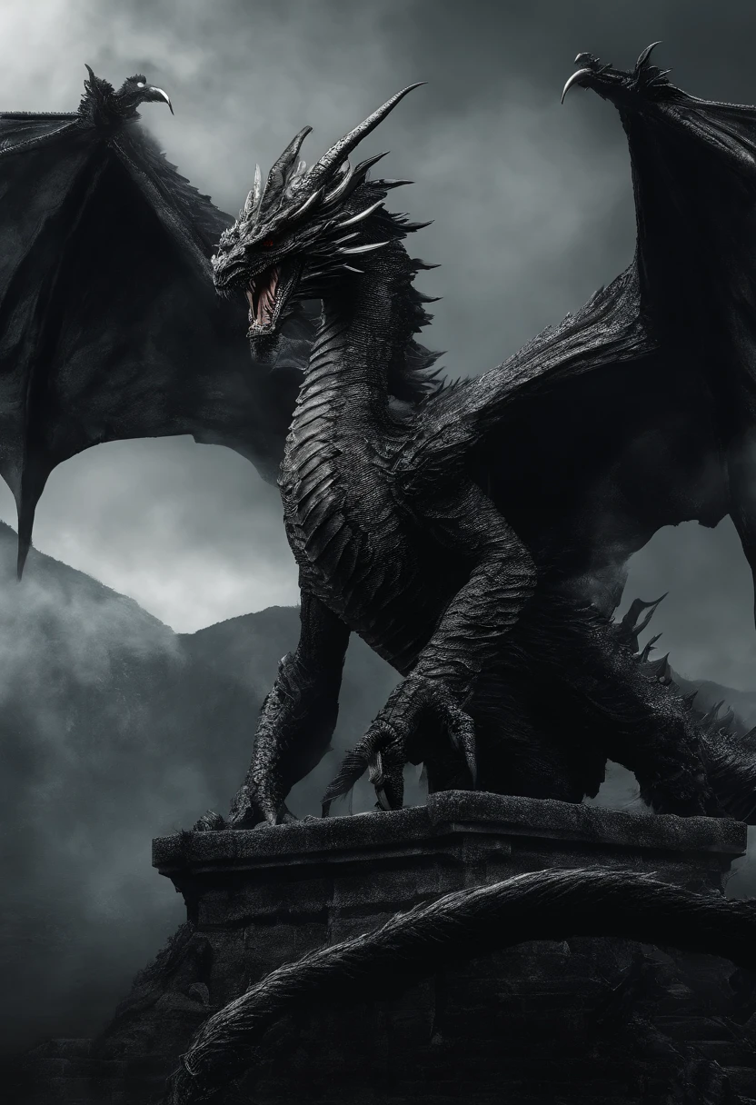 Three-headed Ghidorah，Three heads，massive wings，exquisite detailing，immensity
