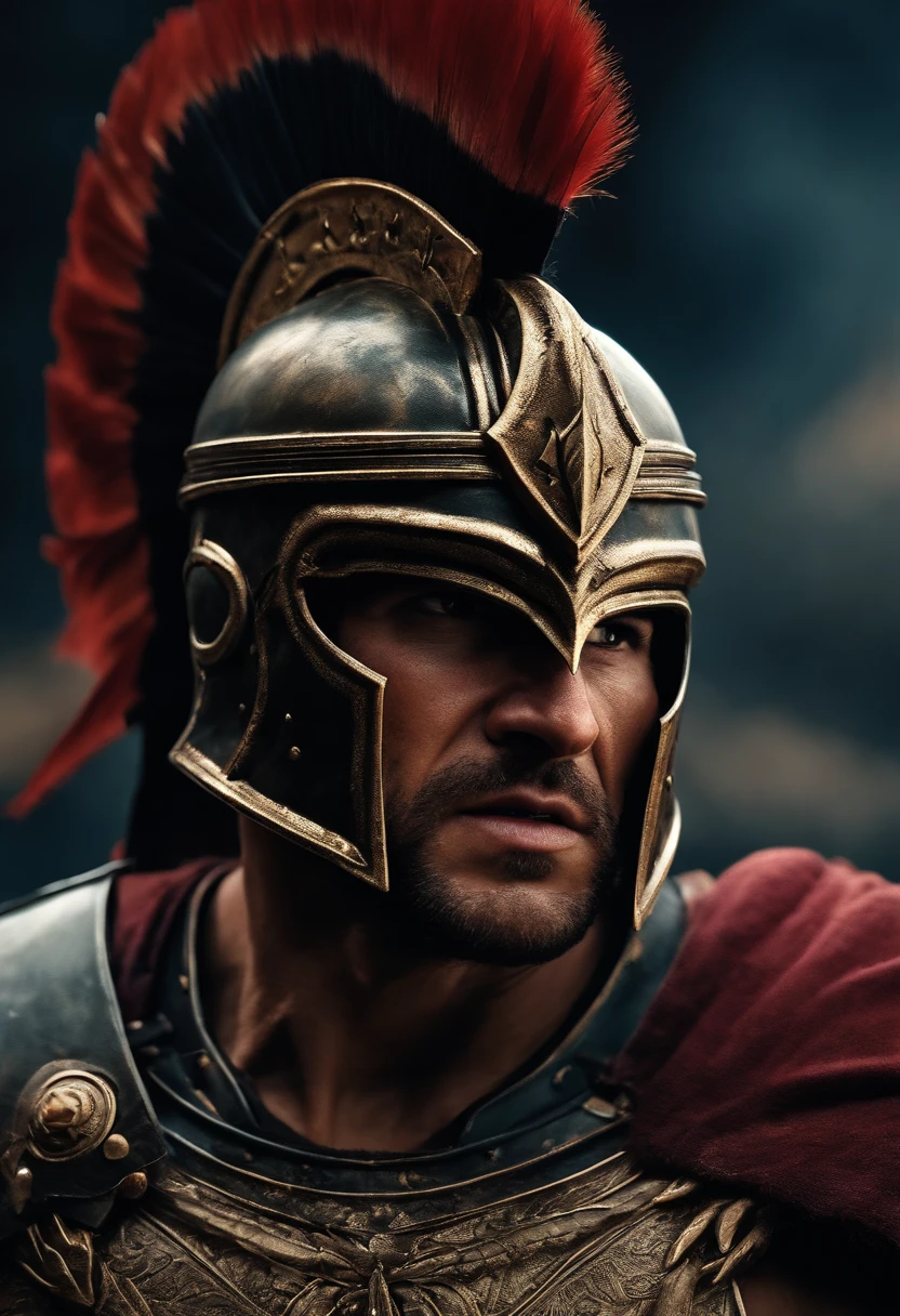 portrait spartan warrior, loud roar, angry face, epic, 8k